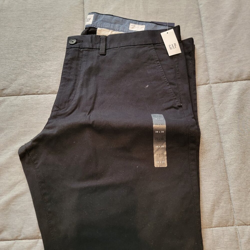 NEW Gap Black Chino Pants, 38x30 Slim, New with Tags